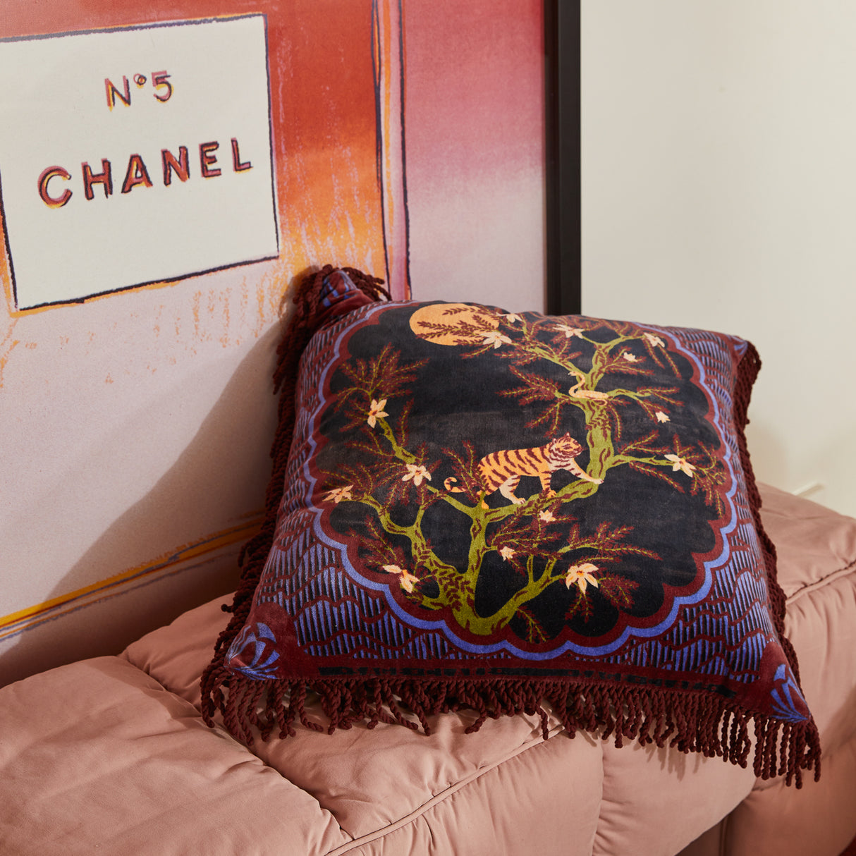 Andrea Velvet Cushion - Ink Feather Insert