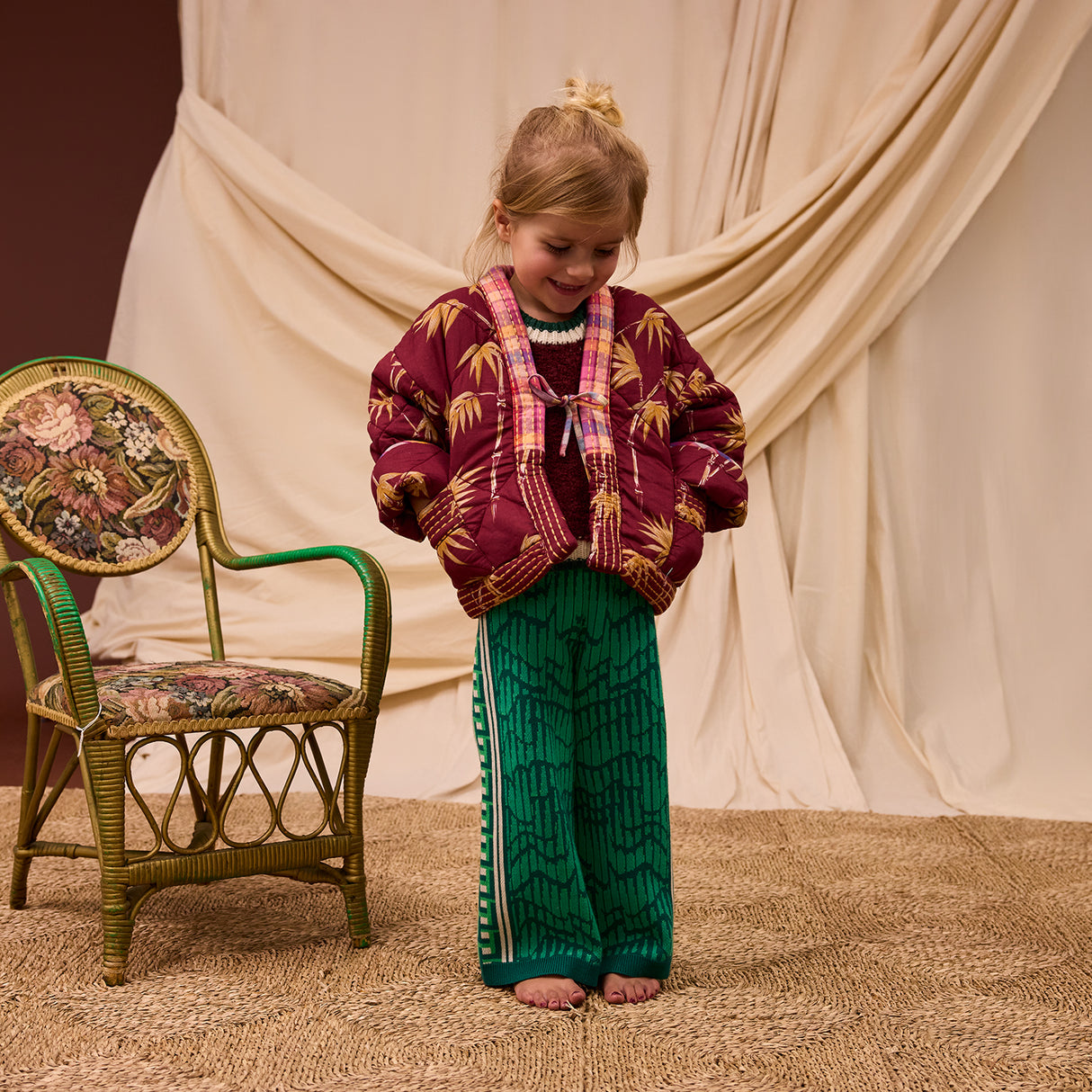 Aneta Kids Quilted Jacket - Rosewood 3