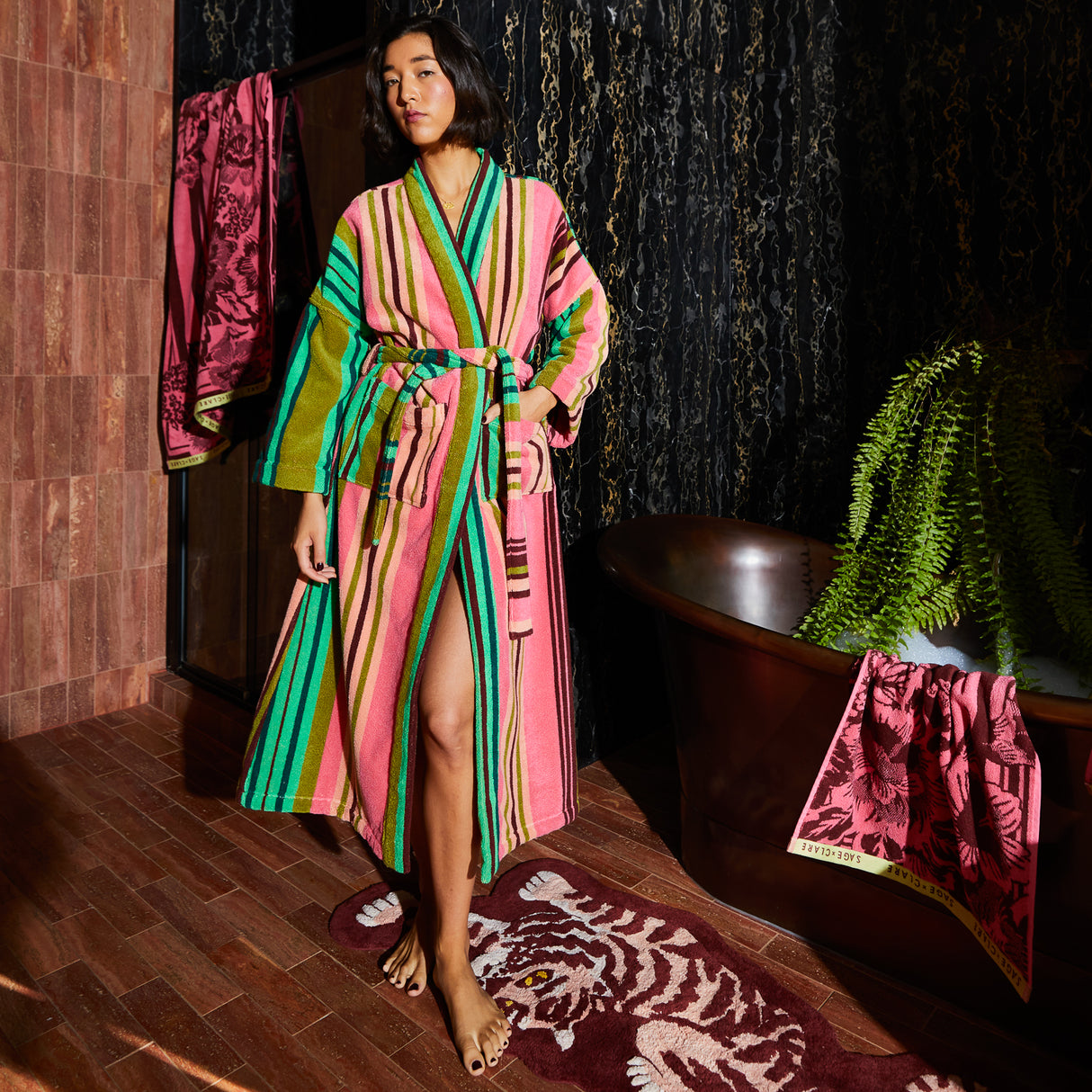 Nicolette Towelling Robe - Juniper XS/S