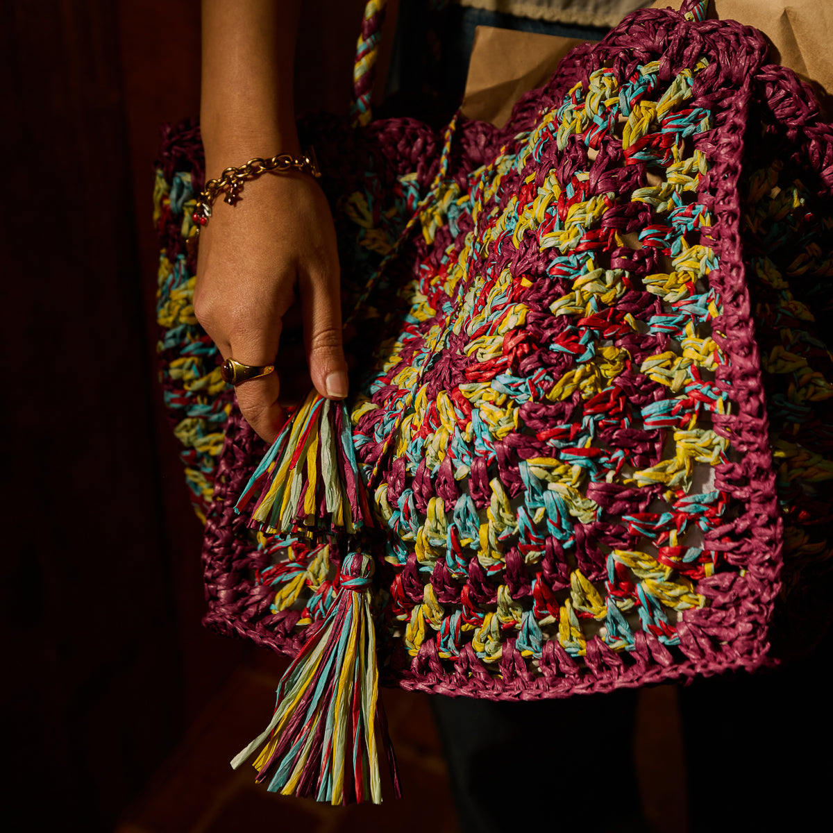 Solara Crochet Bag - Burnt Cherry