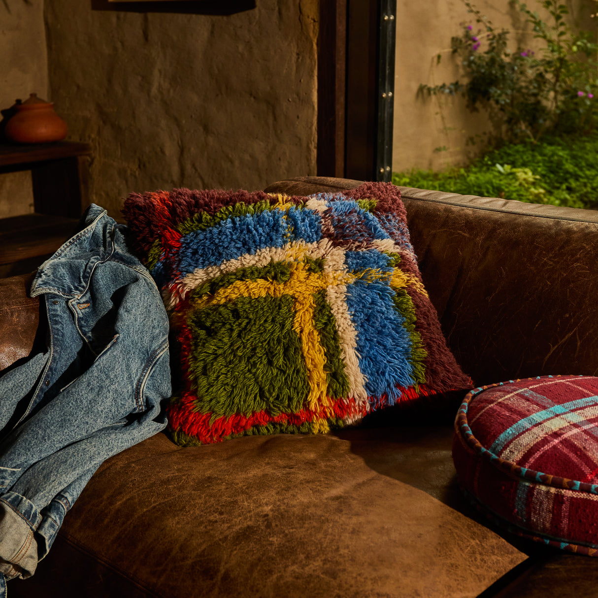 Frances Shag Cushion - Hunter Green Feather Insert