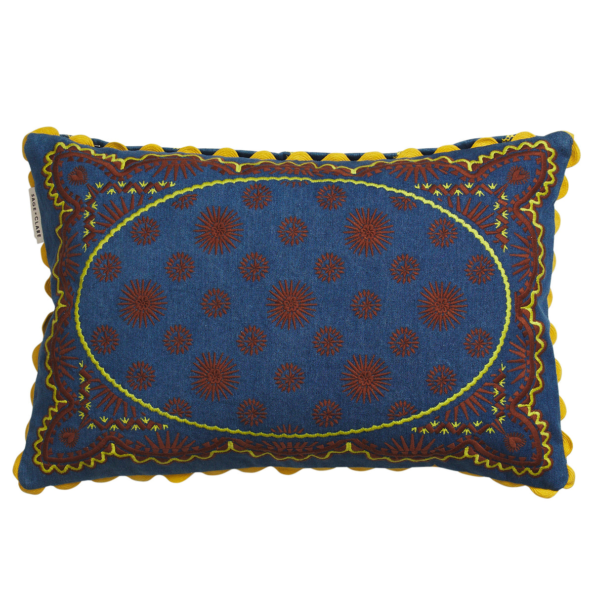 Anneliese Reversible Denim Cushion - Peridot Feather Insert