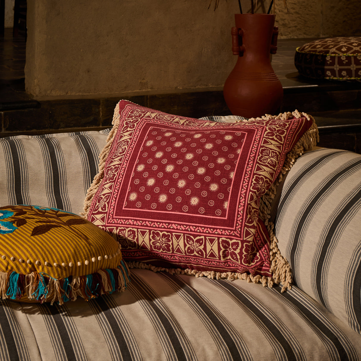 Odessa Reversible Cushion - Poppy Feather Insert