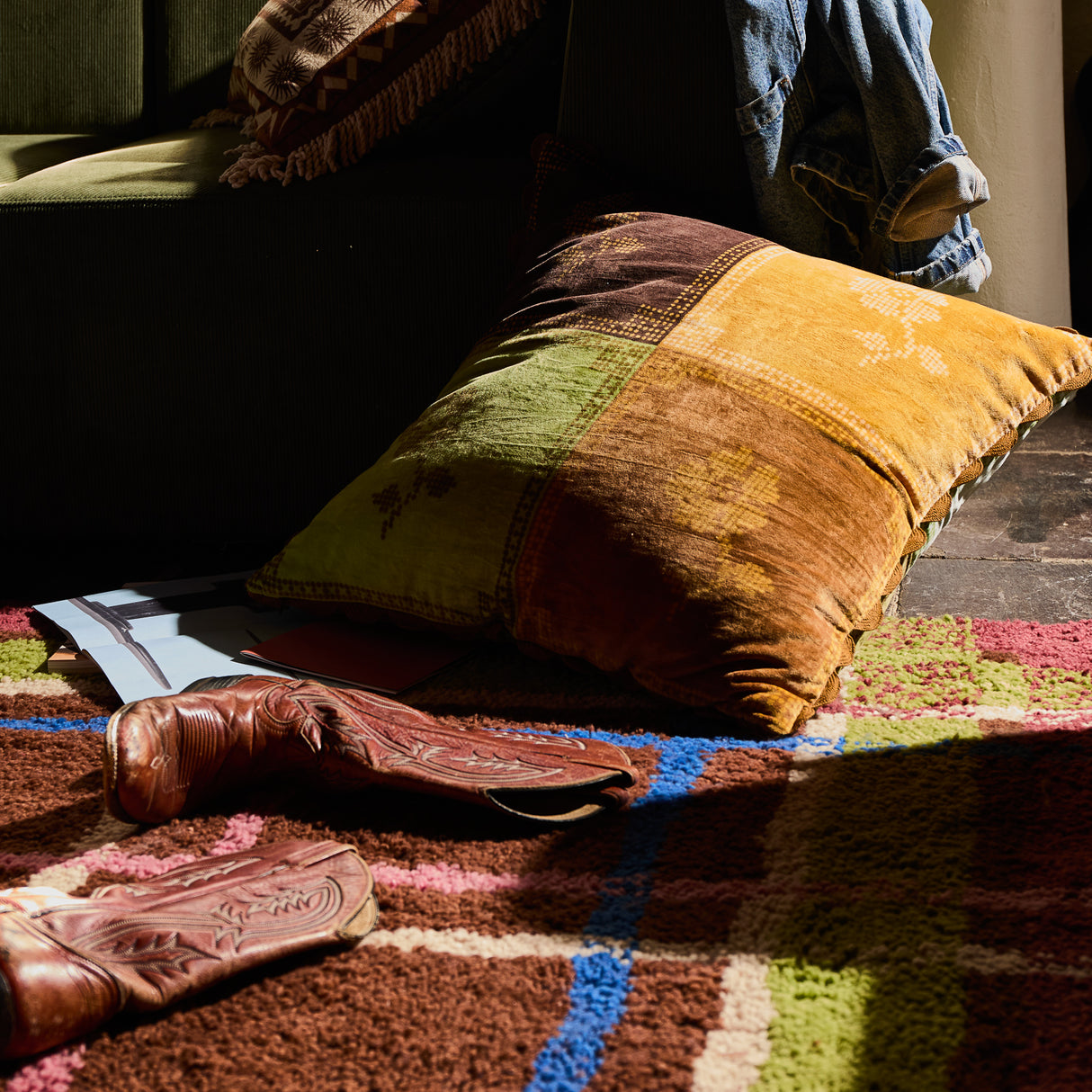 Bonny Reversible Velvet Cushion - Tigers Eye Feather Insert
