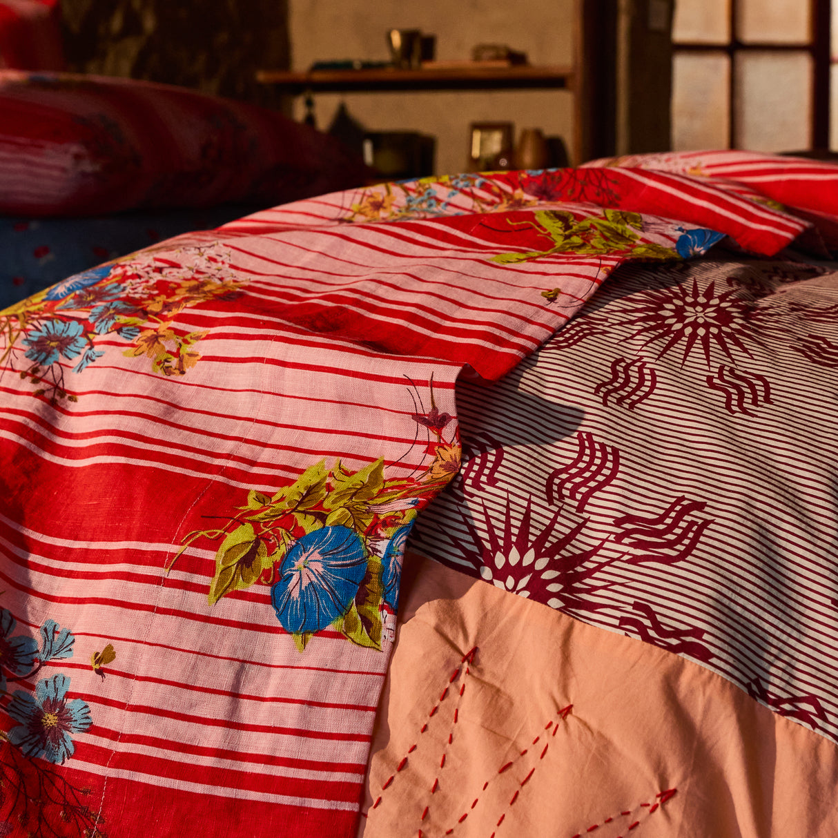 Dempsey Linen Sheets - Poppy Fitted Sheet / Queen