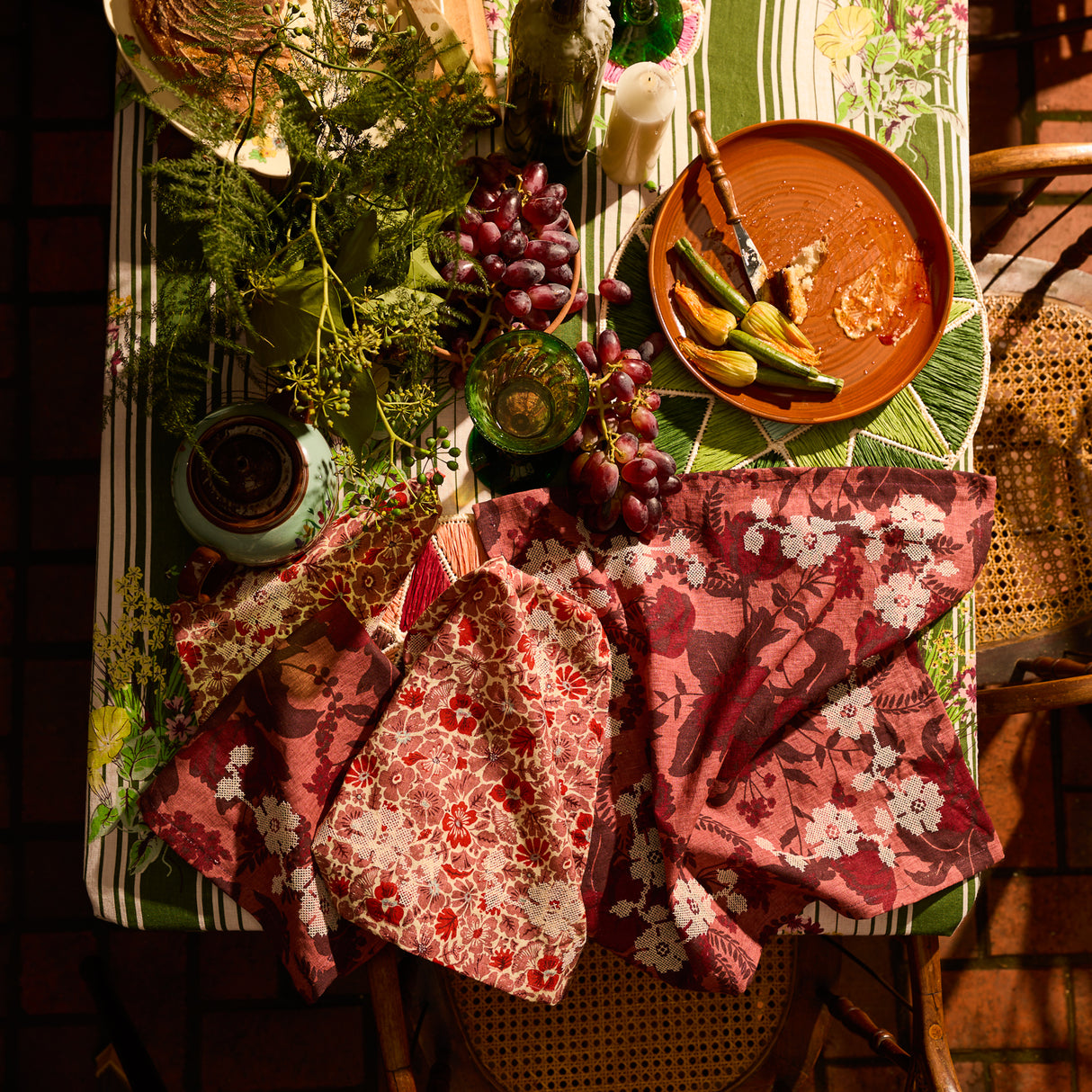 Magnolia Linen Napkin Set - Poppy