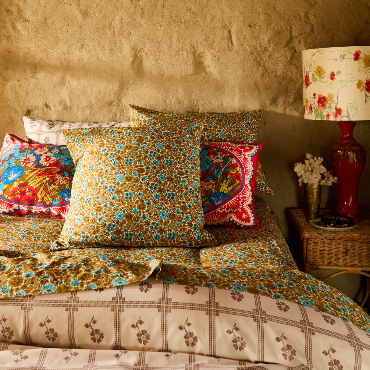 Magnolia Cotton Euro Pillowcase Set - Turquoise
