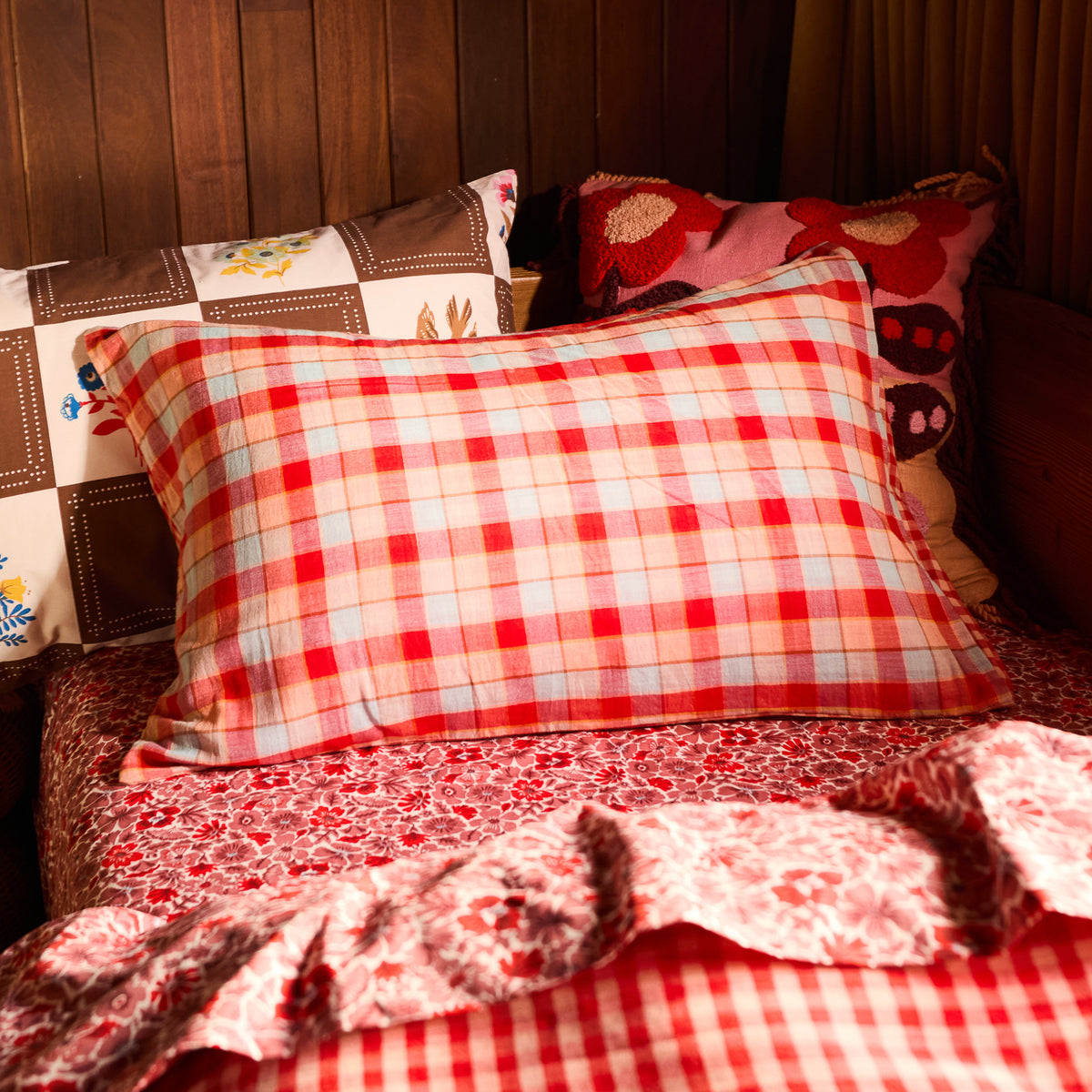 Otis Cotton Pillowcase Set - Poppy