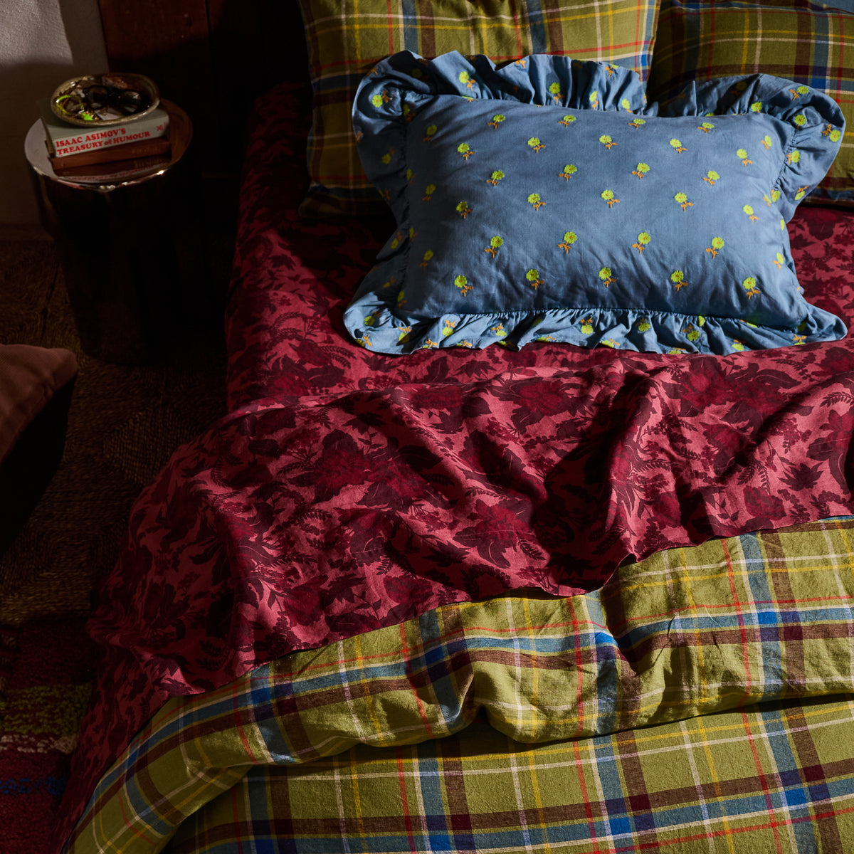 Frances Linen Quilt Cover - Moss Queen