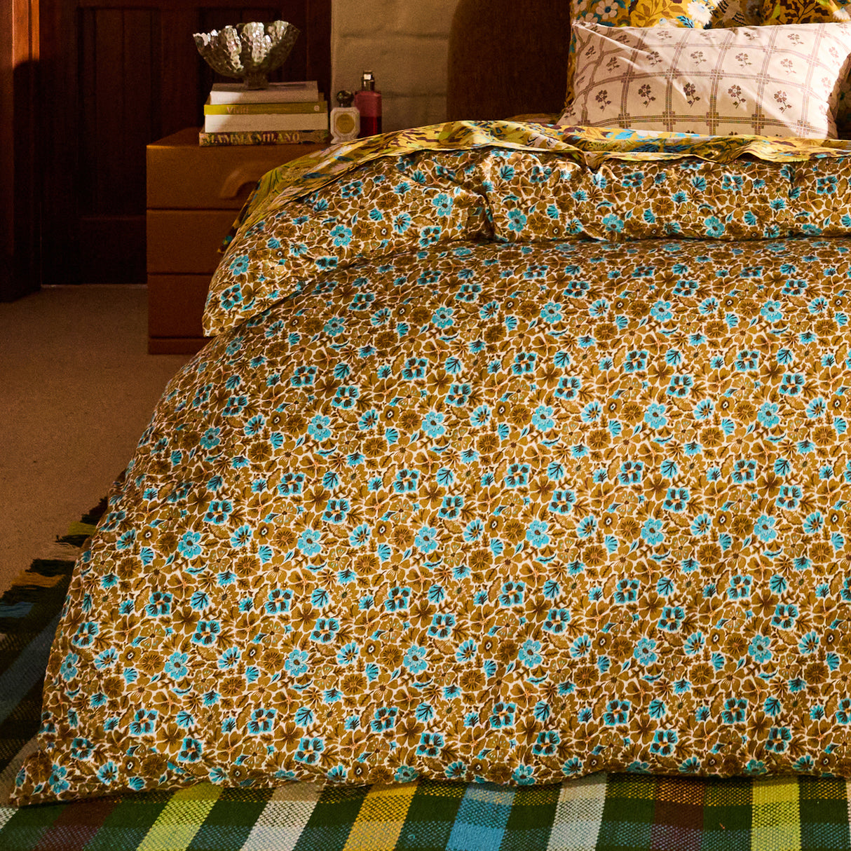Magnolia Cotton Quilt Cover - Turquoise Single