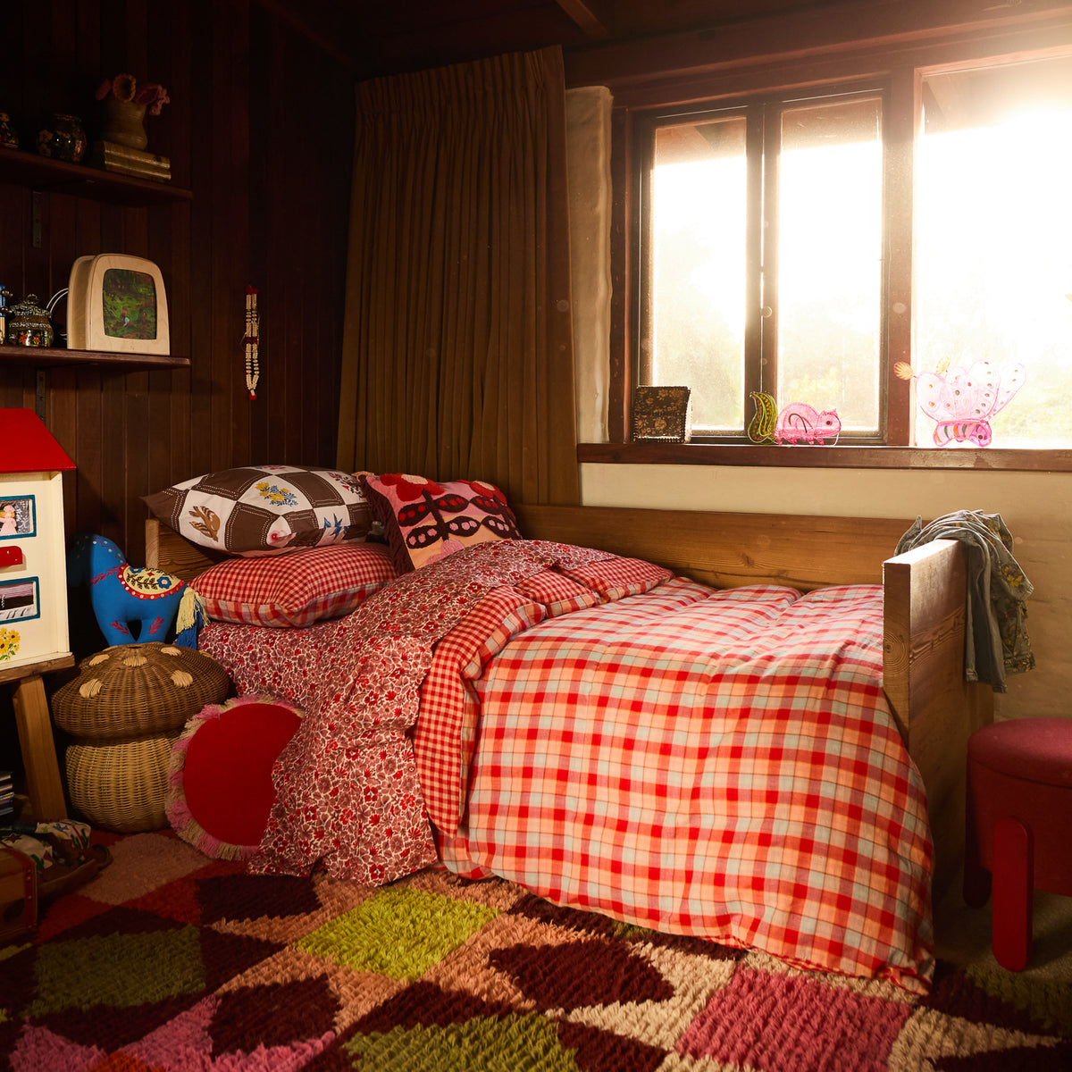 Otis Cotton Quilt Cover - Poppy Single
