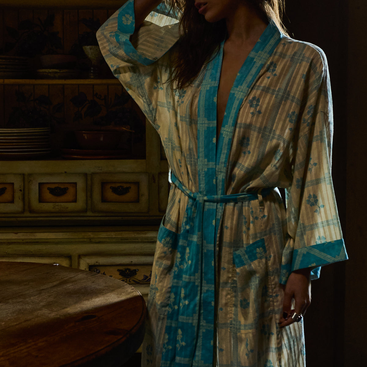 Bonny Cotton Robe - Turquoise