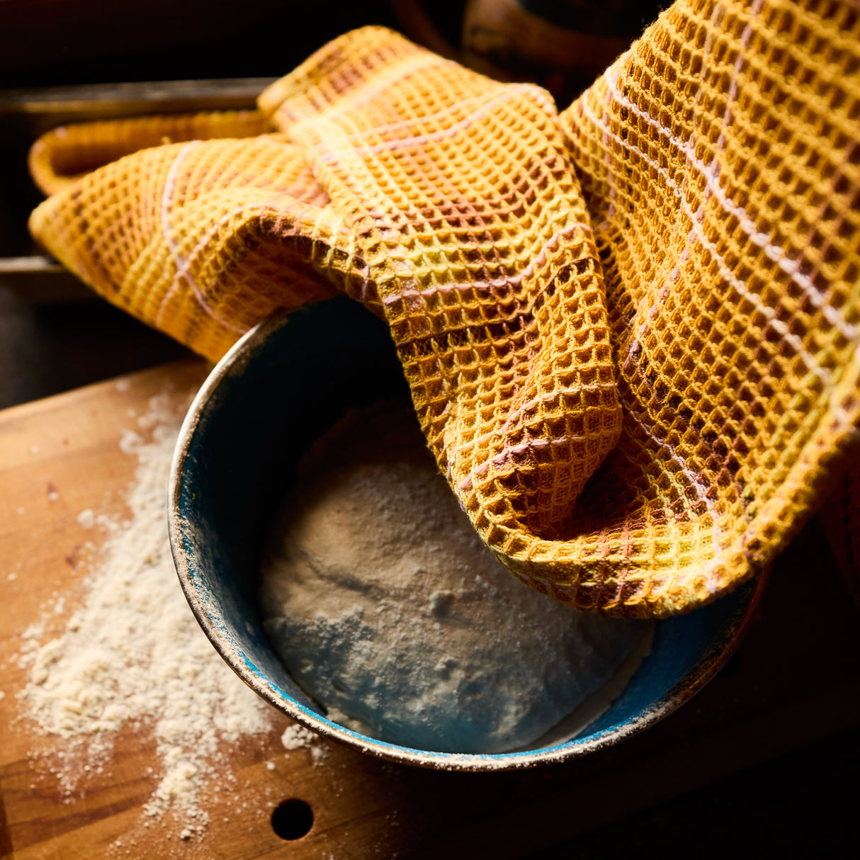 Frances Waffle Tea Towel - Ochre
