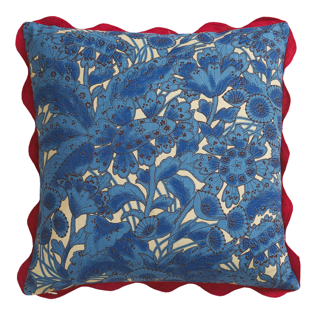 Lucia Embroidered Cushion - Cerulean Feather Insert