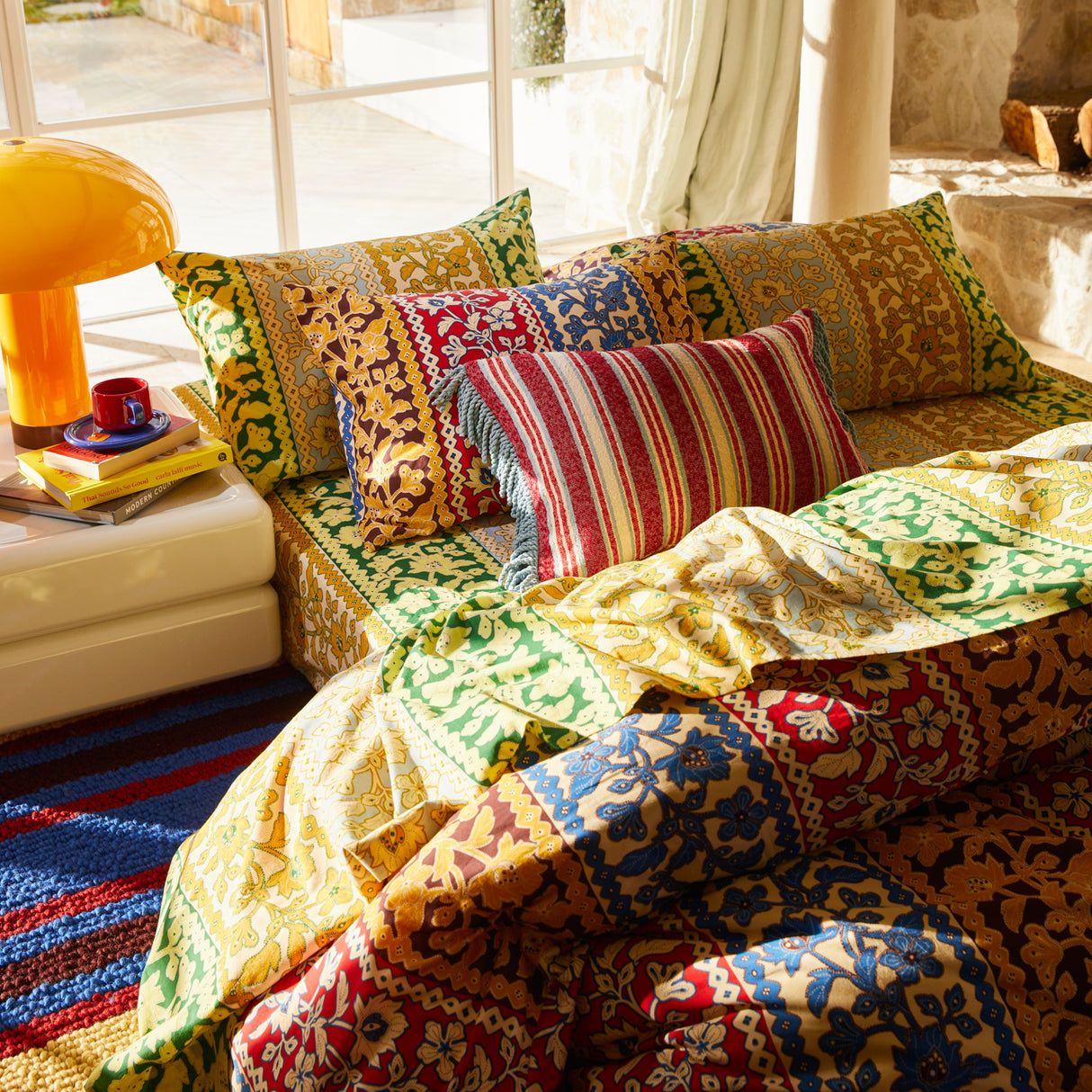 Selene Woven Cushion - Crimson Feather Insert