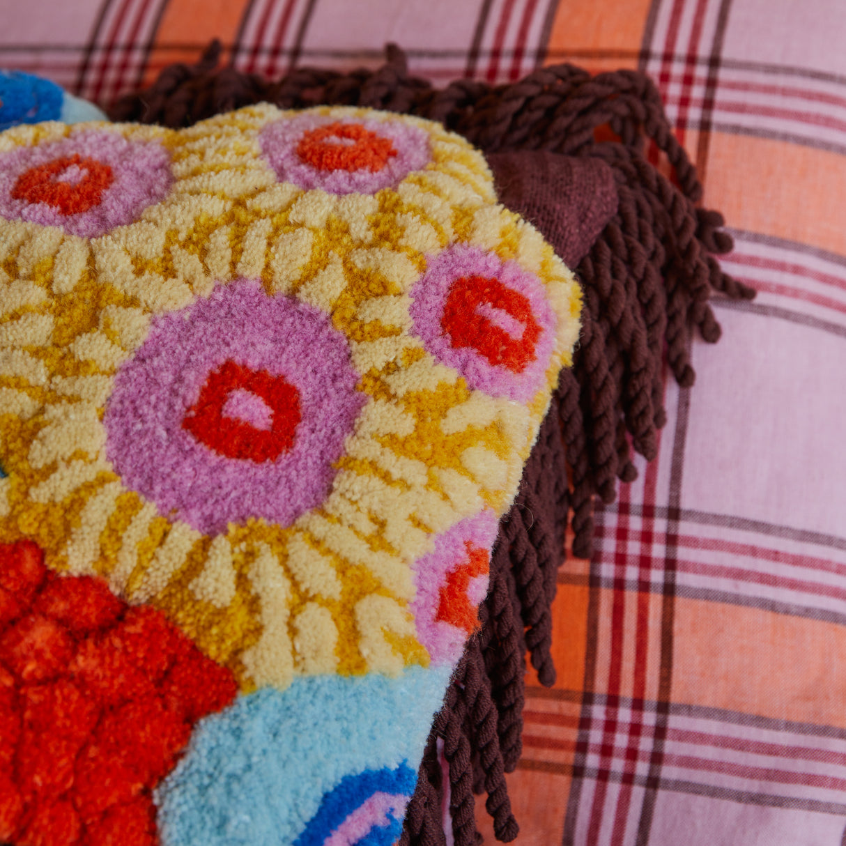 Cora Tufted Cushion - Garnet Feather Insert