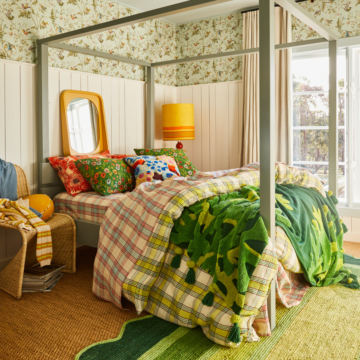 Cora Tufted Cushion - Garnet Feather Insert