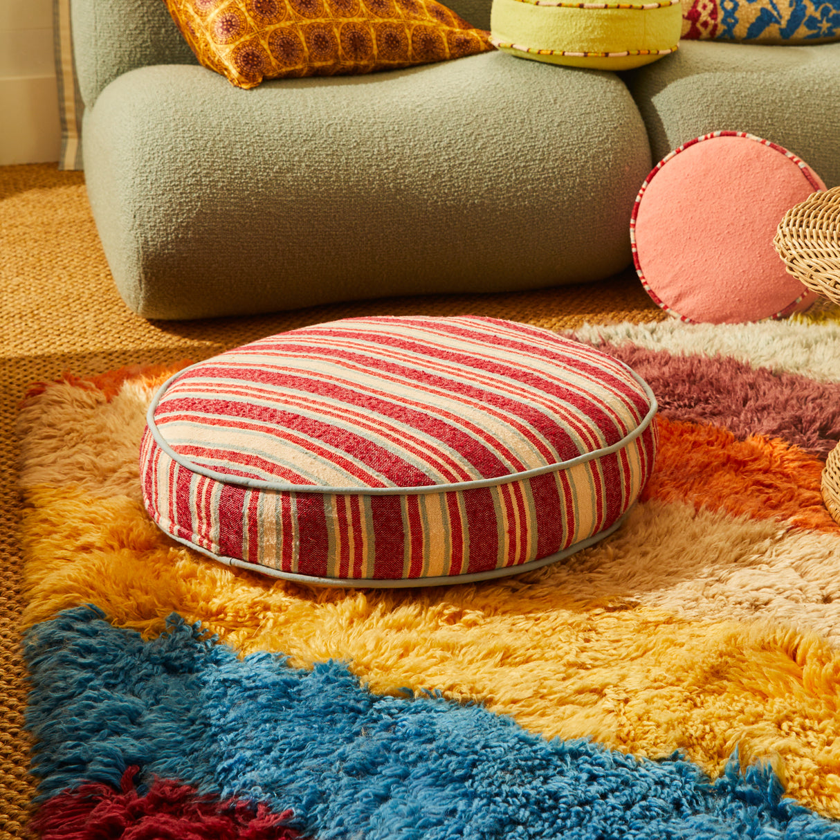 Selene Woven Floor Cushion - Crimson