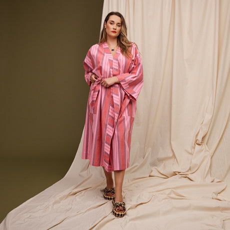 Brigitte Cotton Bath Robe - Scarlet