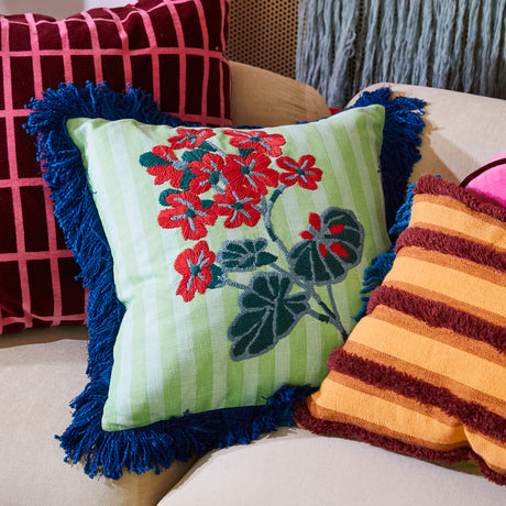 Annette Embroidered Cushion - Jade Cover Only