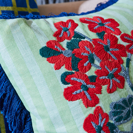 Annette Embroidered Cushion - Jade Cover Only