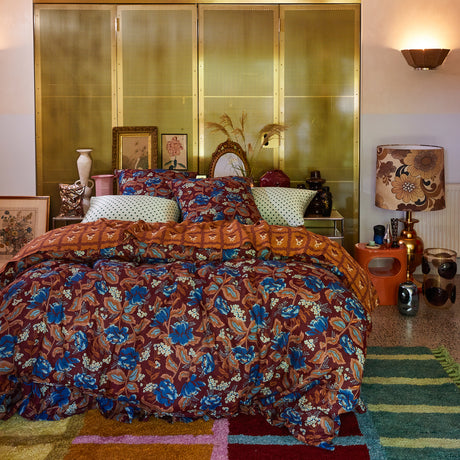 Margot Linen Quilt Cover - Mahogany Queen