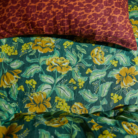 Margot Linen Quilt Cover - Forest Single