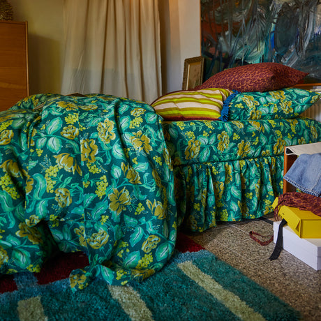 Margot Linen Quilt Cover - Forest Single