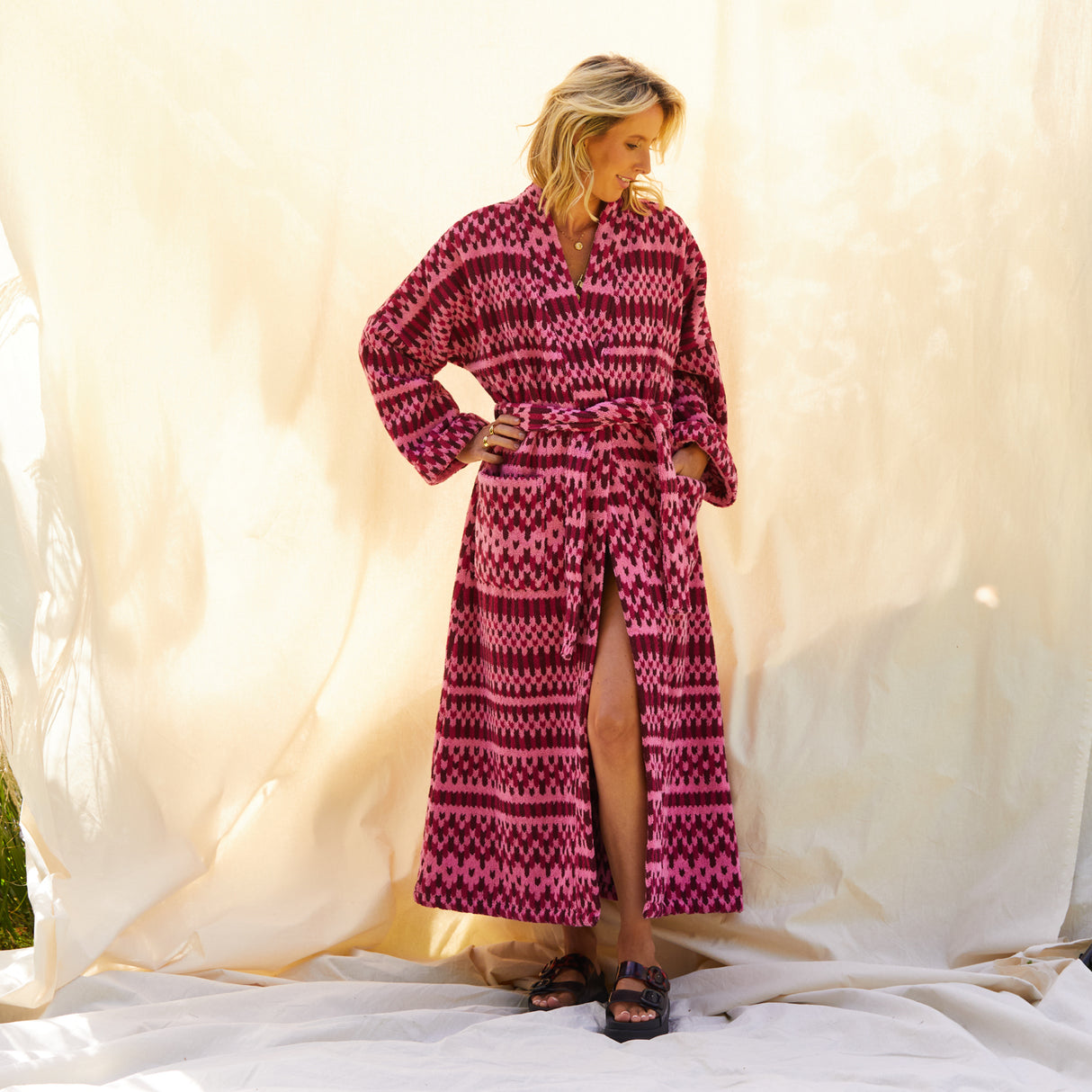 Arlette Towelling Robe - Cosmo Pink XS/S