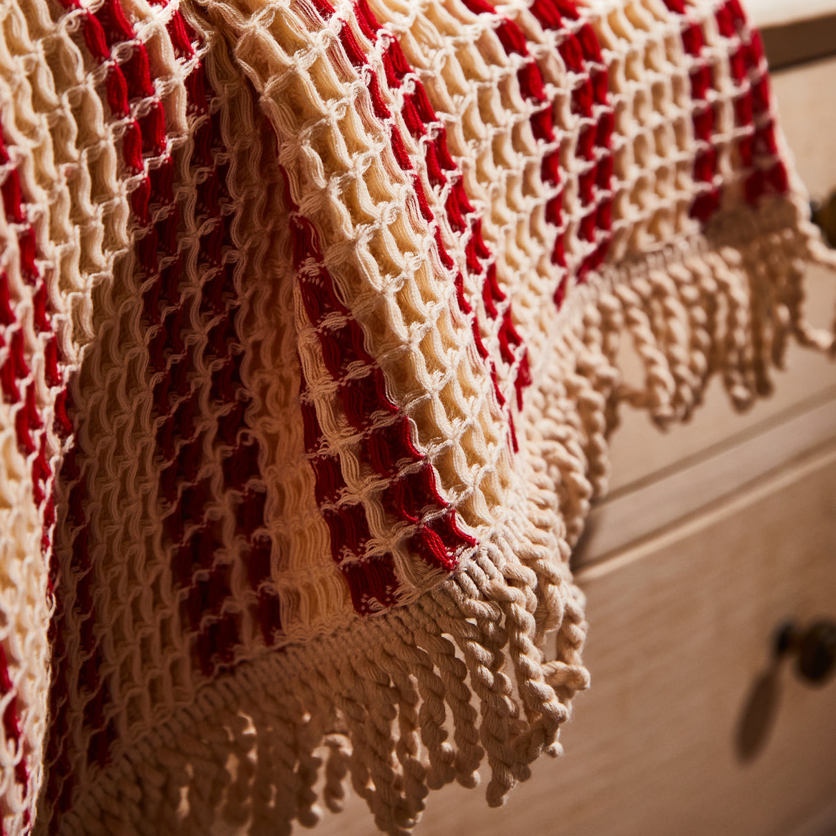 Lucien Waffle Hand Towel - Scarlet