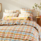 Cady Check Linen Flat Sheet Single