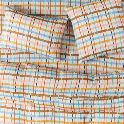 Cady Check Linen Flat Sheet Single