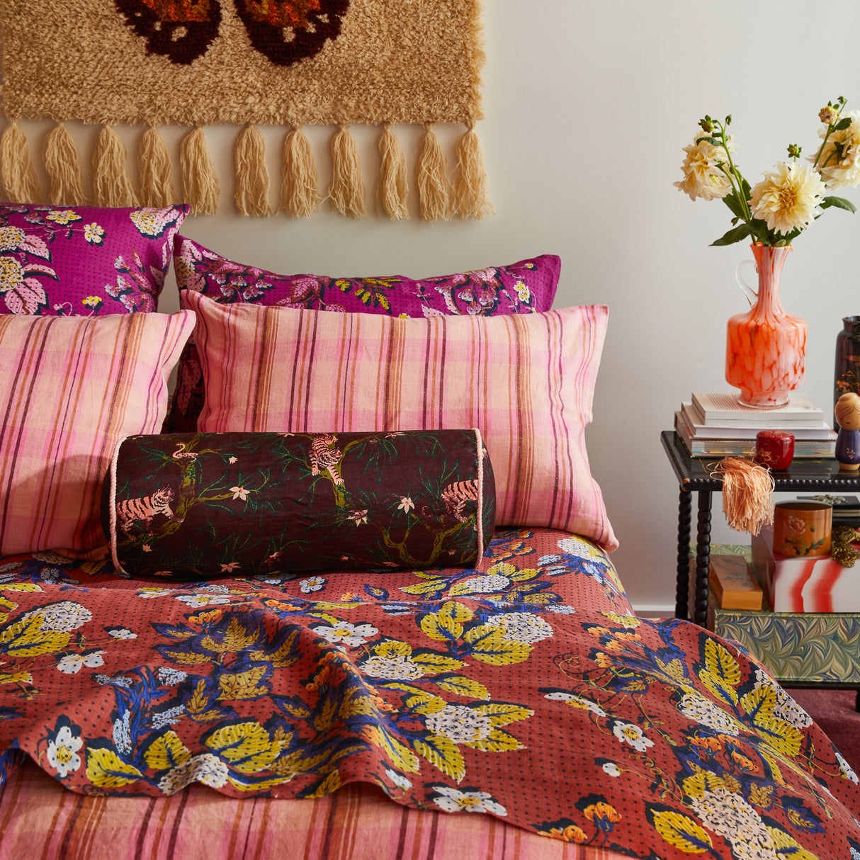 Andrea Bolster Cushion - Rosewood Feather Insert