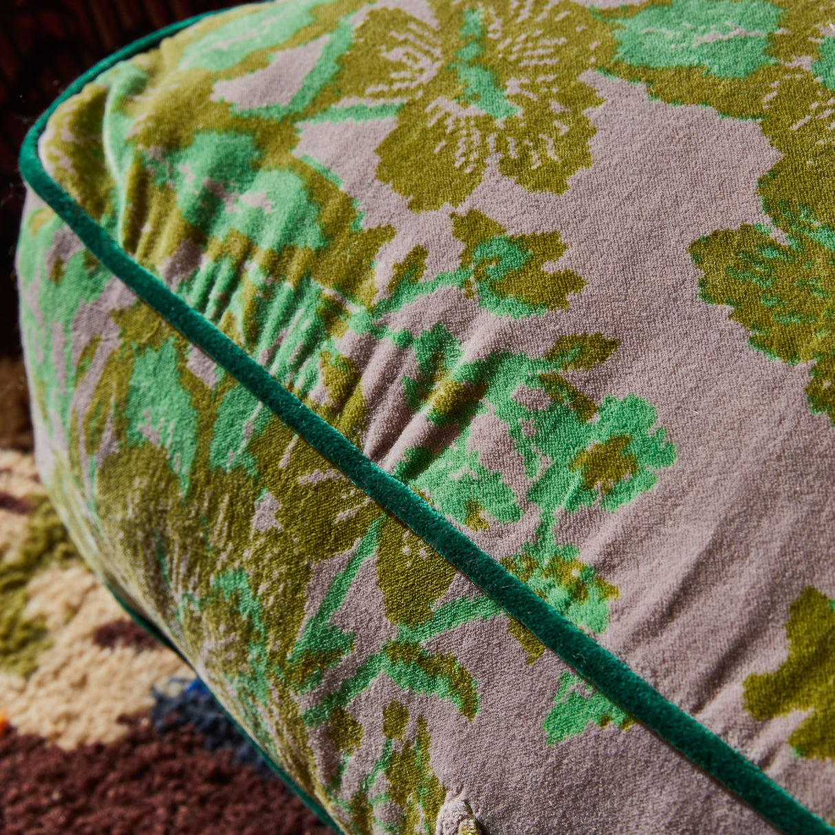 Hazel Velvet Floor Cushion - Mink Grey