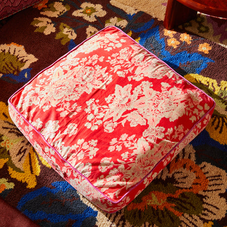 Hazel Velvet Floor Cushion - Vermillion