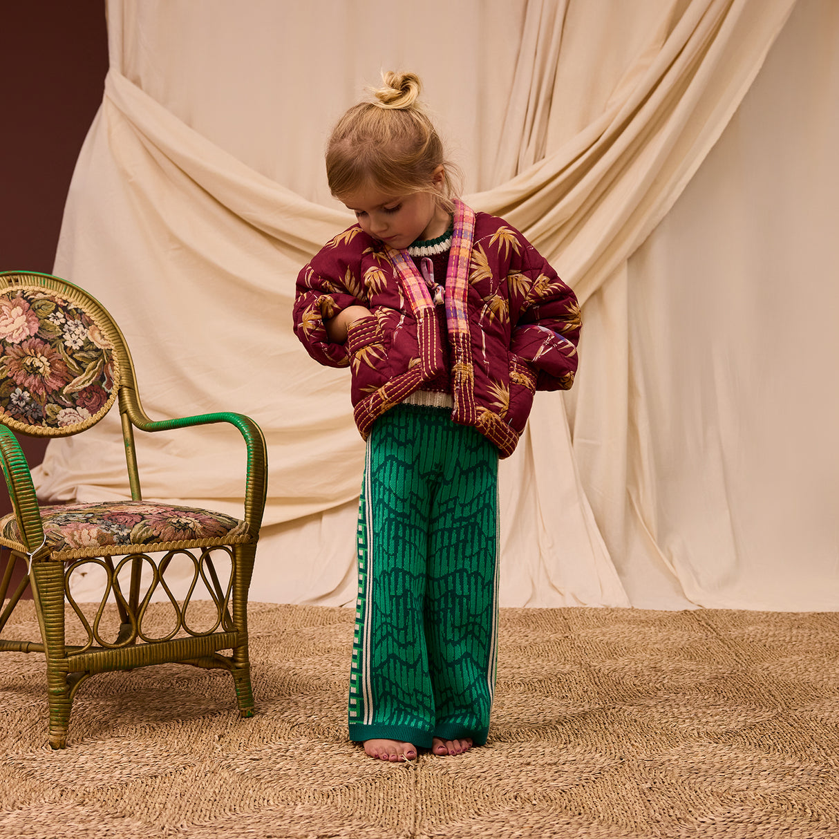 Aneta Kids Quilted Jacket - Rosewood 3