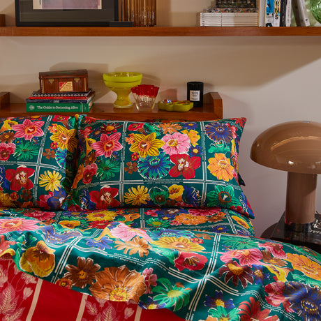 Ines Cotton Pillowcase Set - Verdant Standard