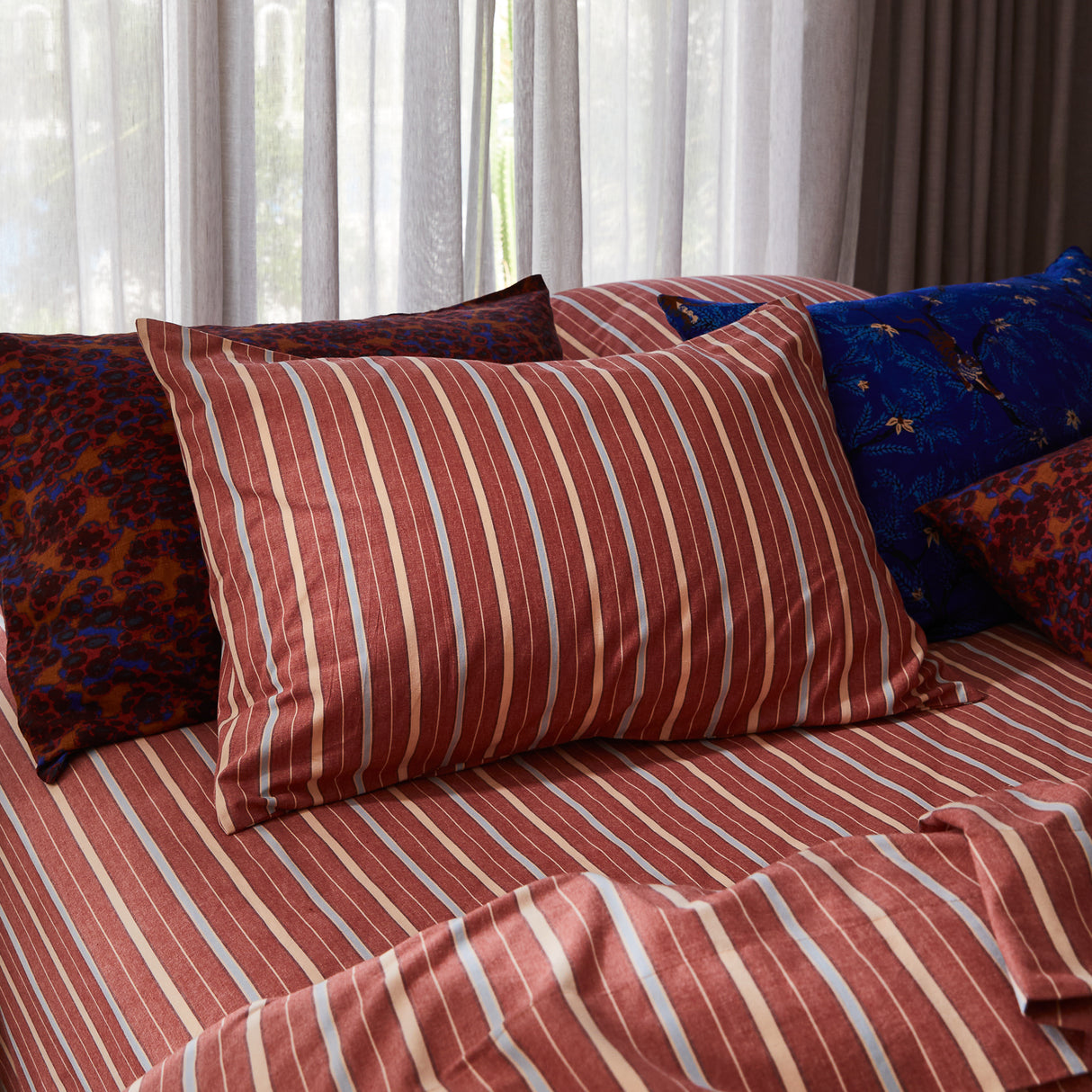 Leon Cotton Pillowcase Set - Burnt Sienna Standard