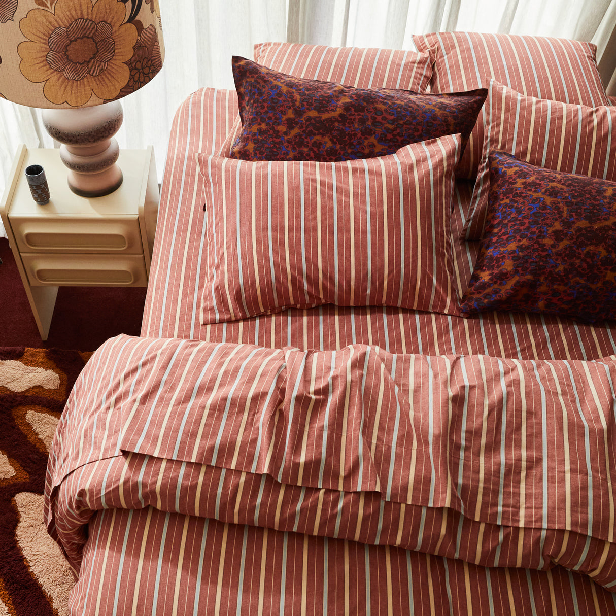 Leon Cotton Pillowcase Set - Burnt Sienna Standard