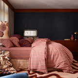 Leon Cotton Quilt Cover - Burnt Sienna Single