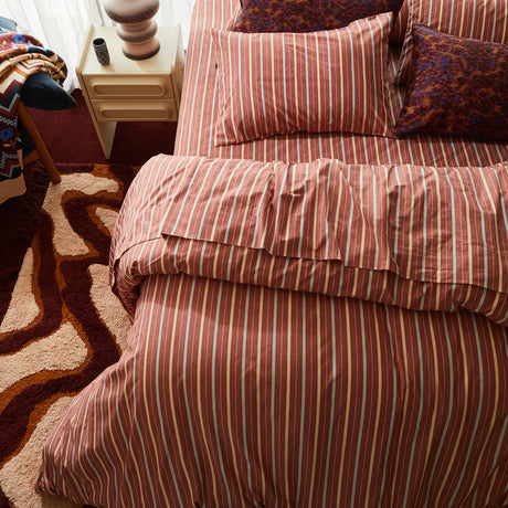 Leon Cotton Quilt Cover - Burnt Sienna Single