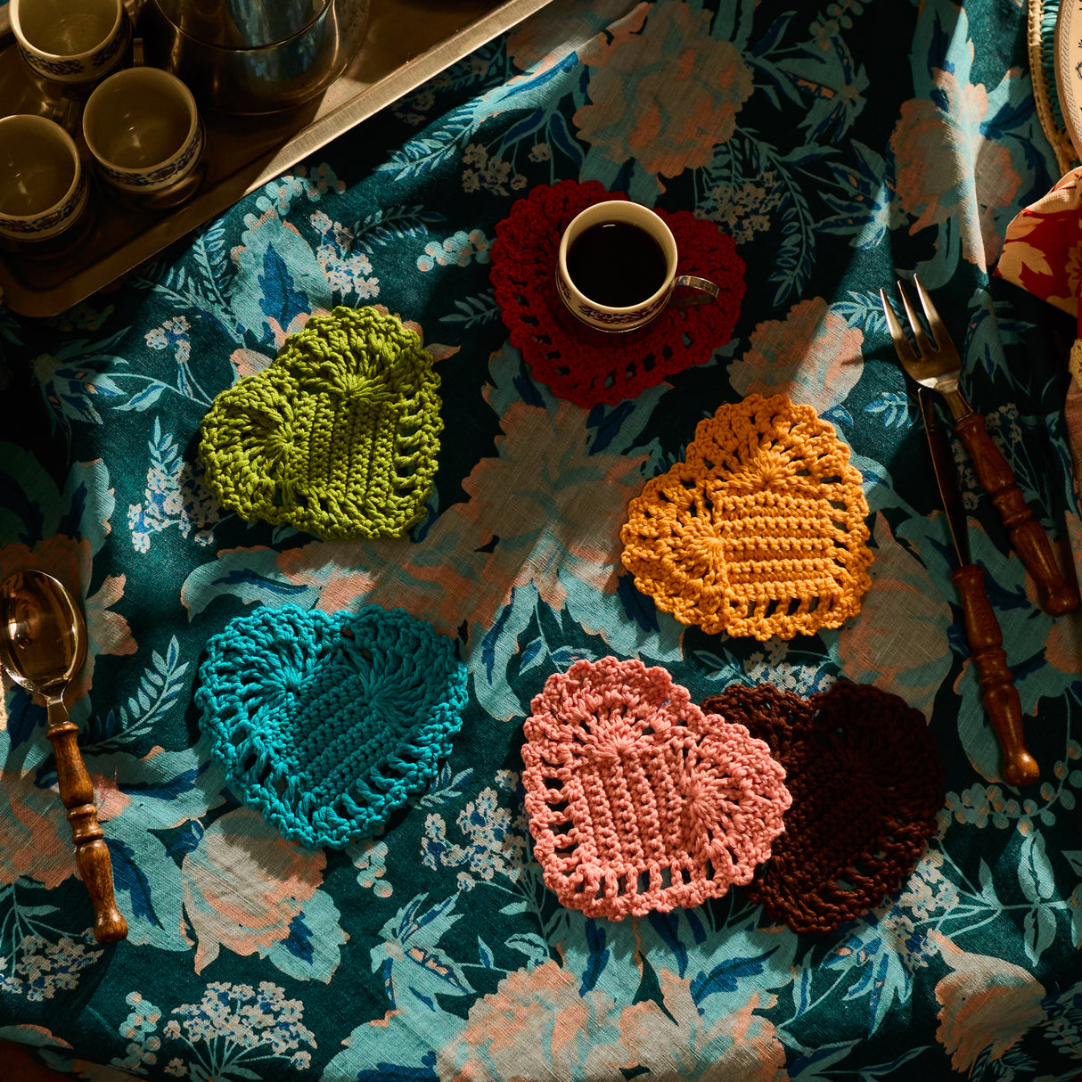 Millie Crochet Coaster - Turquoise