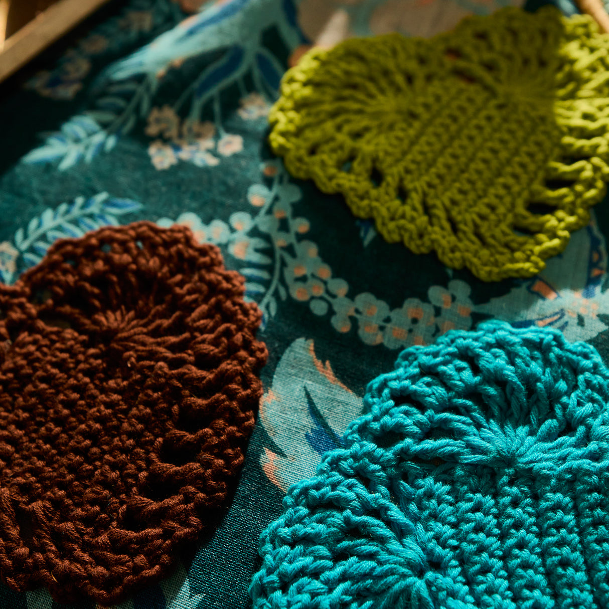 Millie Crochet Coaster - Turquoise
