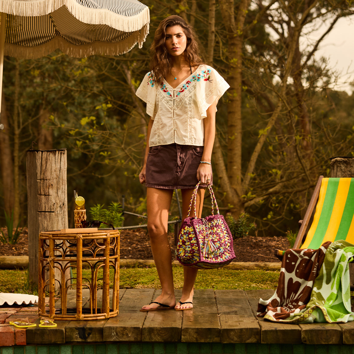 Solara Crochet Bag - Burnt Cherry