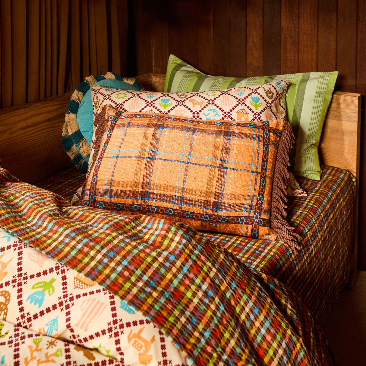 Frances Woven Cushion - Citrine Feather Insert