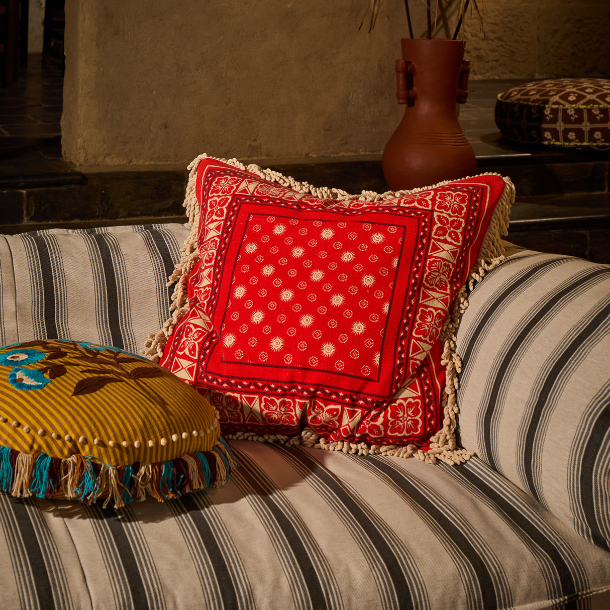 Odessa Reversible Cushion - Poppy Feather Insert