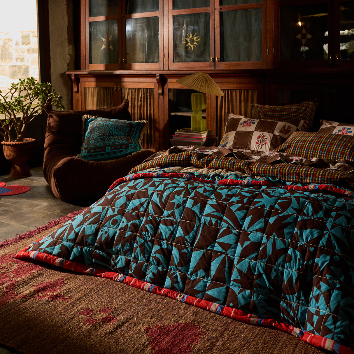 Odessa Reversible Cushion - Turquoise Feather Insert