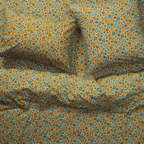 Magnolia Cotton Sheets - Turquoise Fitted Sheet / Cot