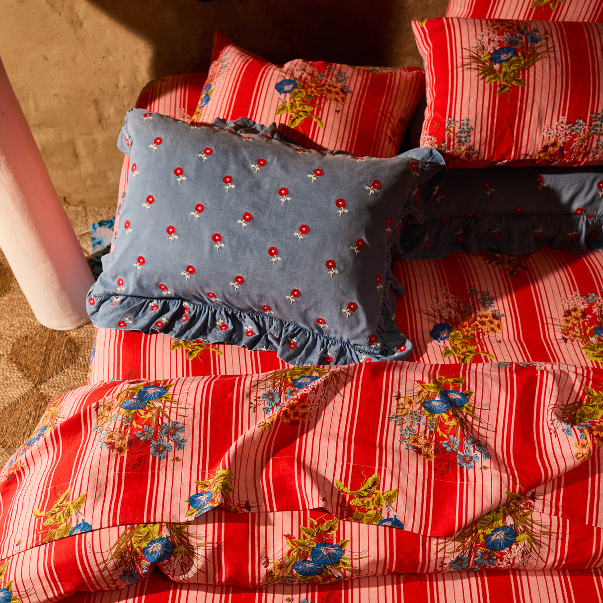 Dempsey Linen Sheets - Poppy Fitted Sheet / Queen