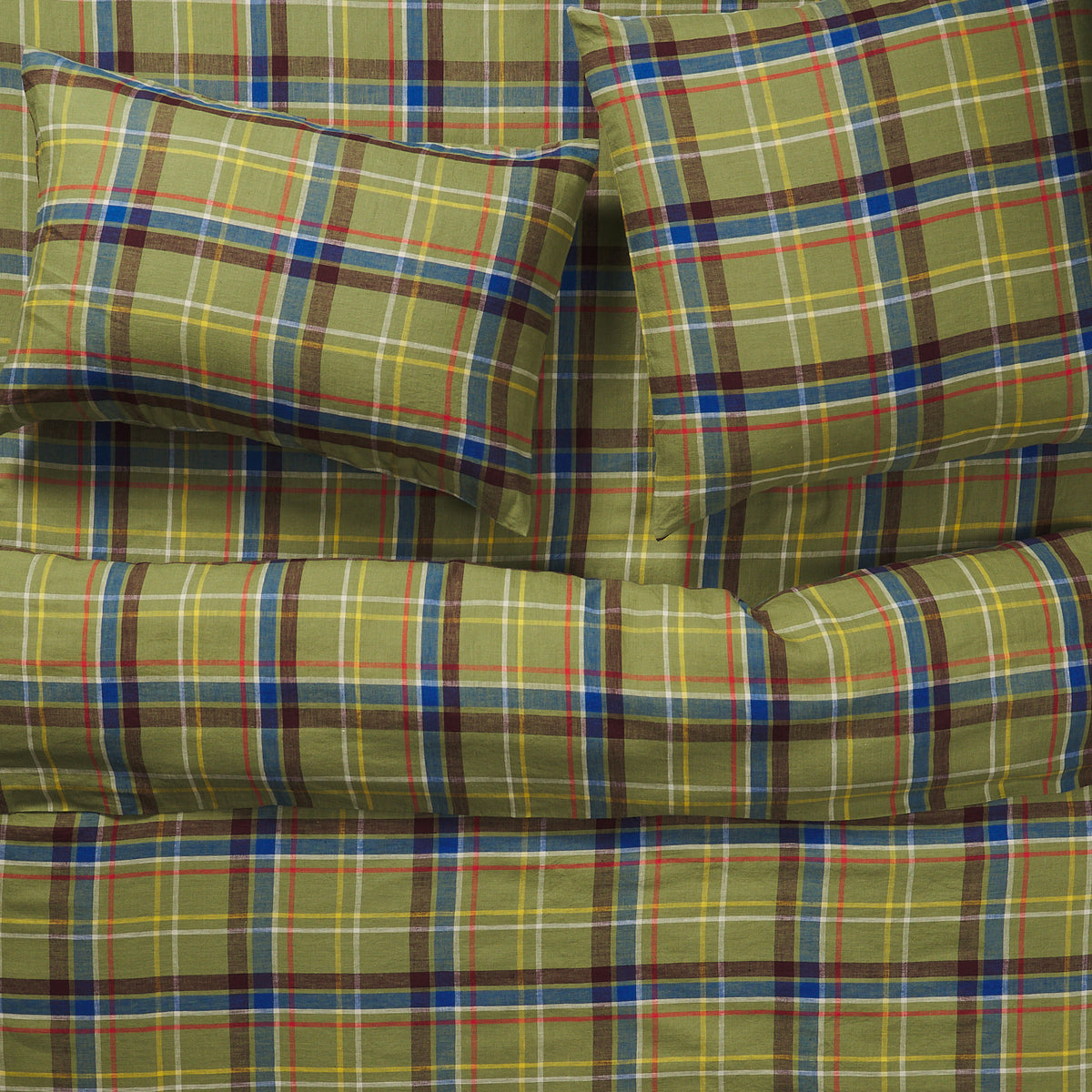 Frances Linen Sheets - Moss Fitted Sheet / Queen